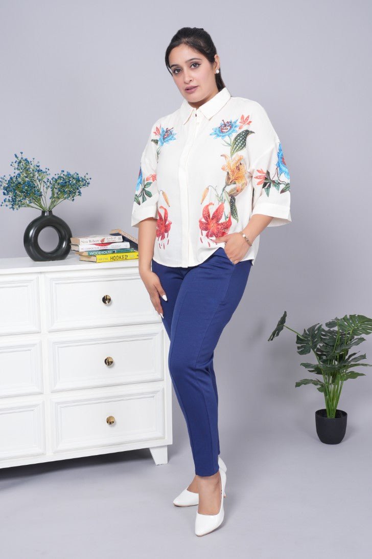 Navy stretchable biowash USA HQ cotton premium jegging pant with pockets & superior elastic belt. - Milano jegging pants with pcoket