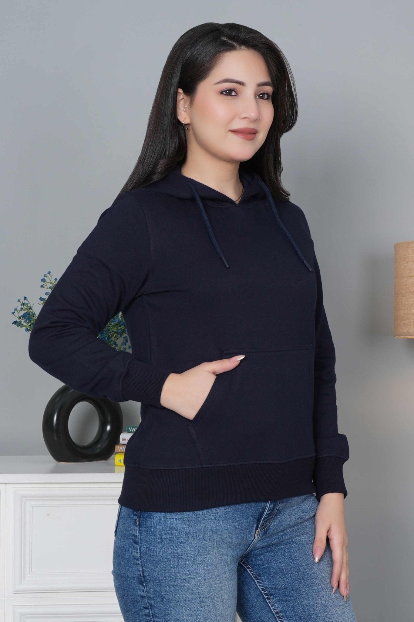 Navy winter warm hoodies without zip with ultimate comfort - Winter hoodies