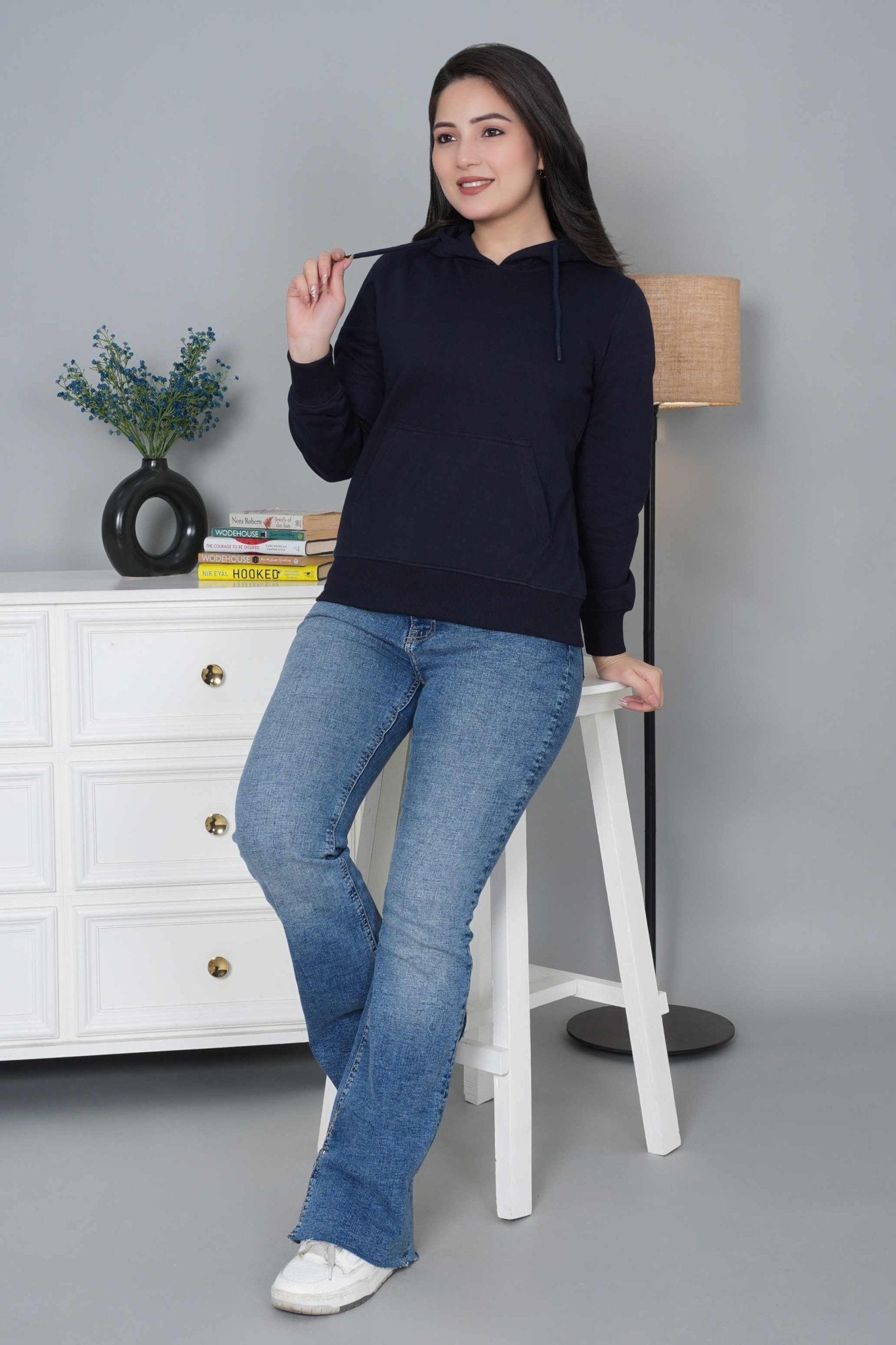 Navy winter warm hoodies without zip with ultimate comfort - Winter hoodies