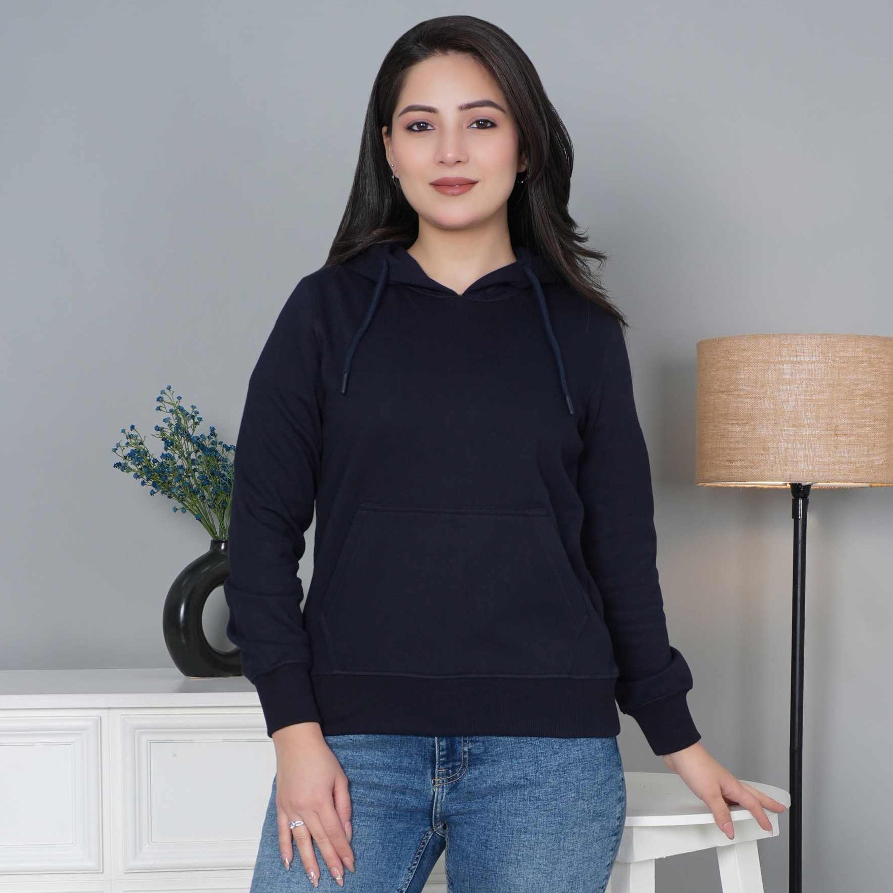 Navy winter warm hoodies without zip with ultimate comfort - Winter hoodies