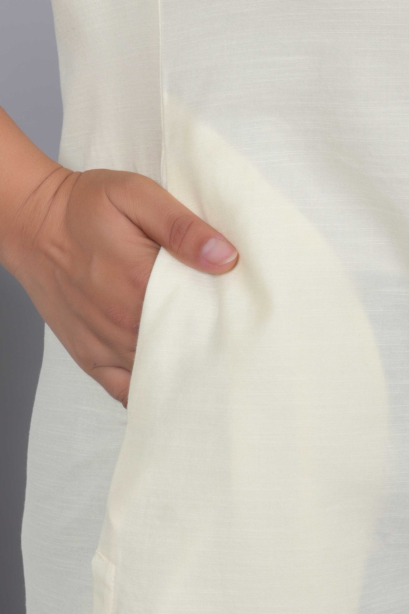 Off White 100% Premium Cotton Long Kurta - Long kurta