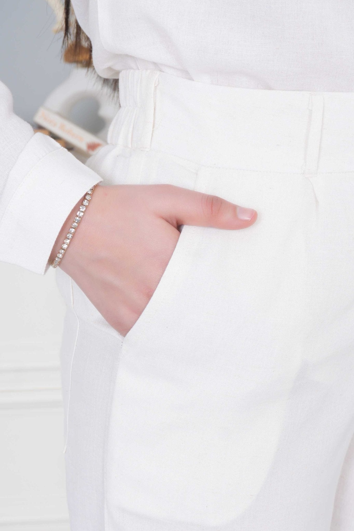 Off white cotton linen flare pants - Linen flare pants