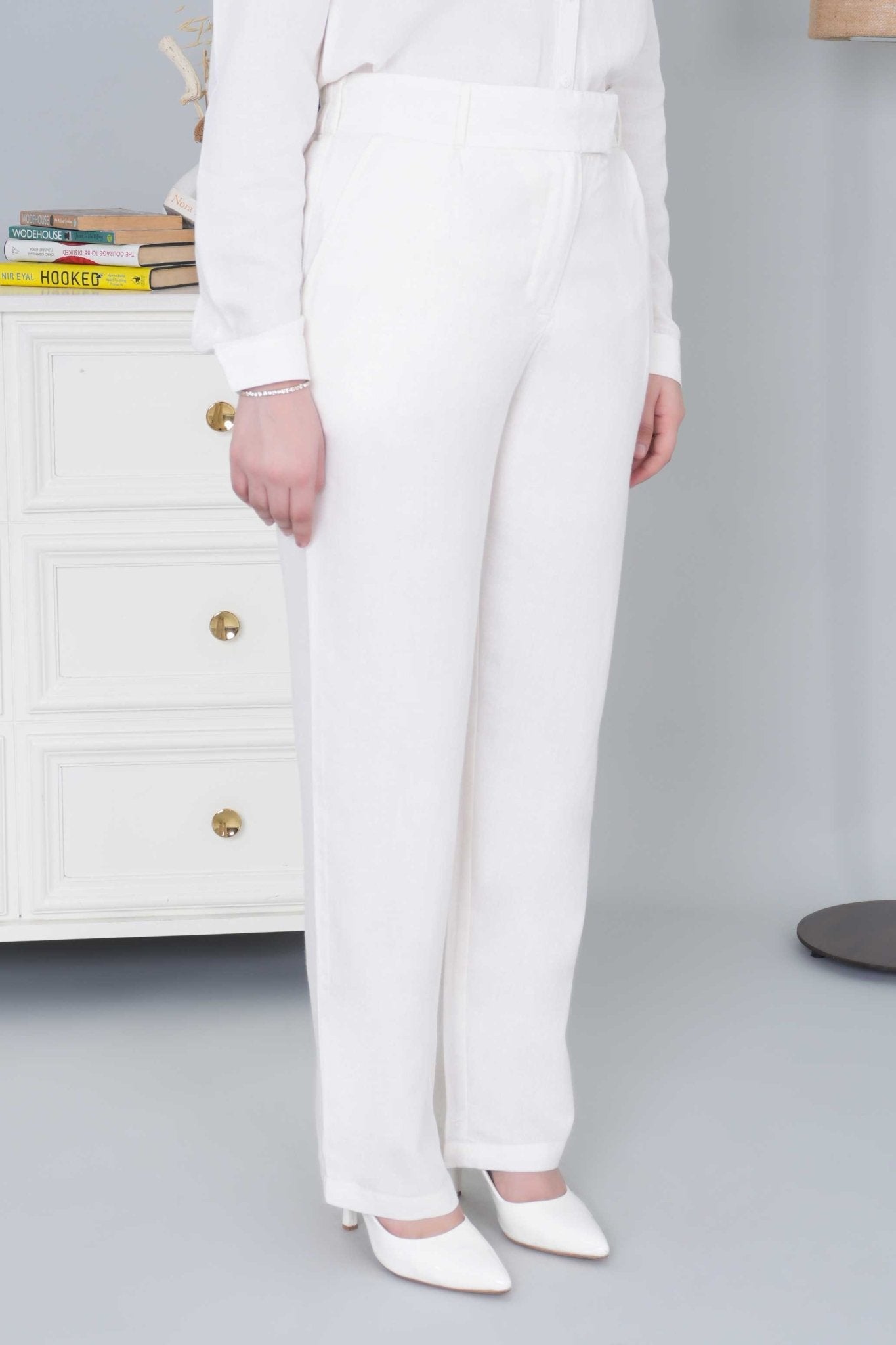 Off white cotton linen flare pants - Linen flare pants