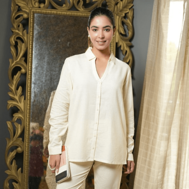 Off white linen shirts for women