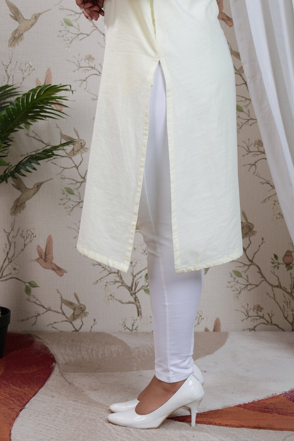 Off White Linen Long kurta -Long kurta