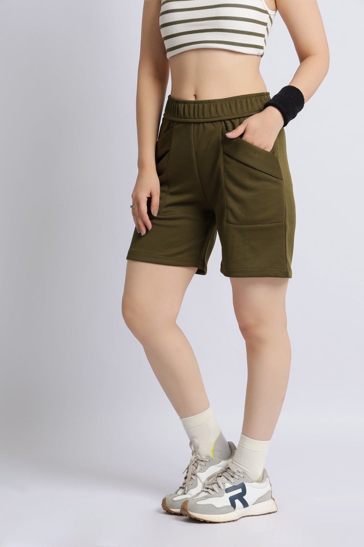 Olive active relax shorts -Active relax shorts