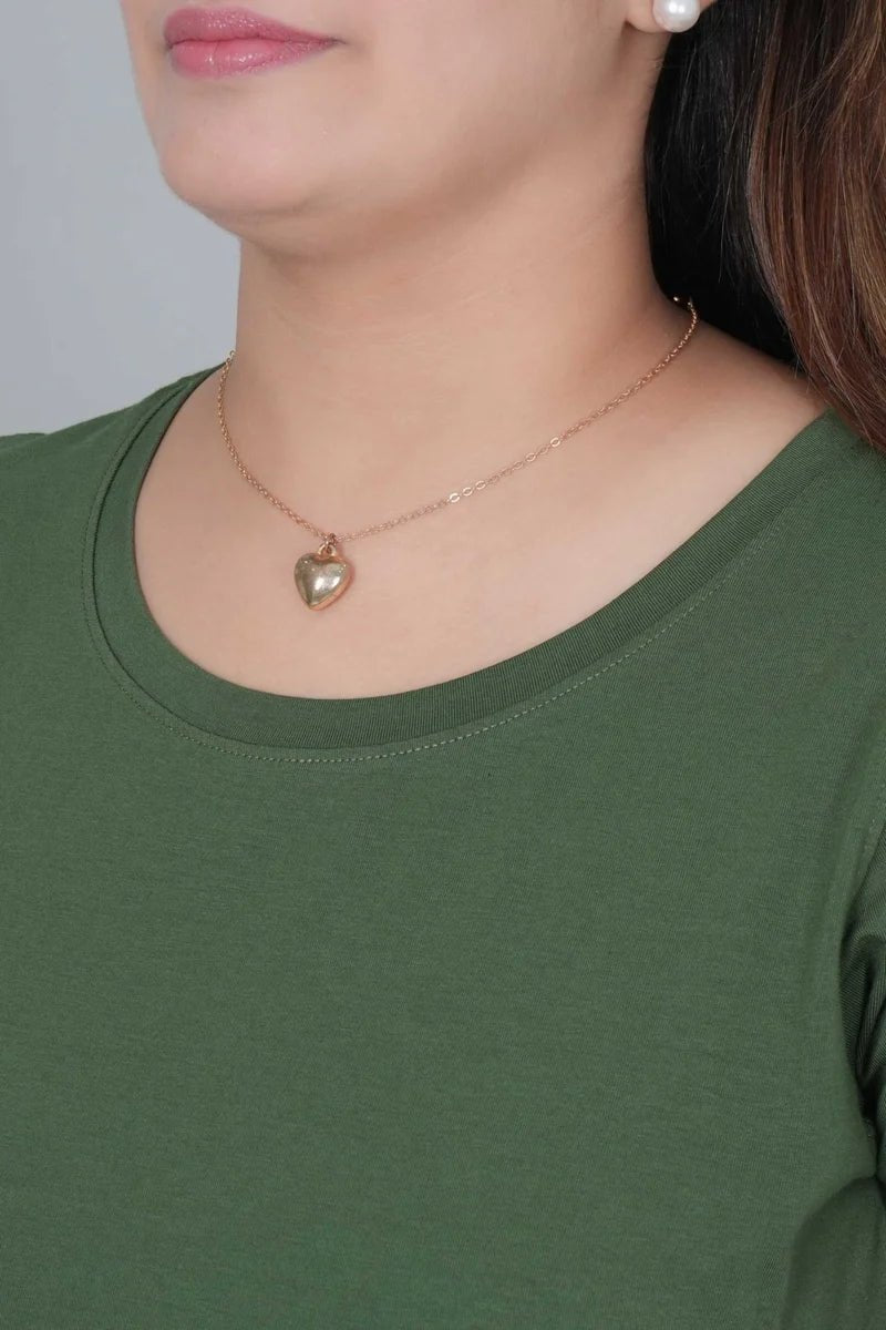Olive long round neck cotton lycra t-shirt with pockets -Long cotton t-shirt