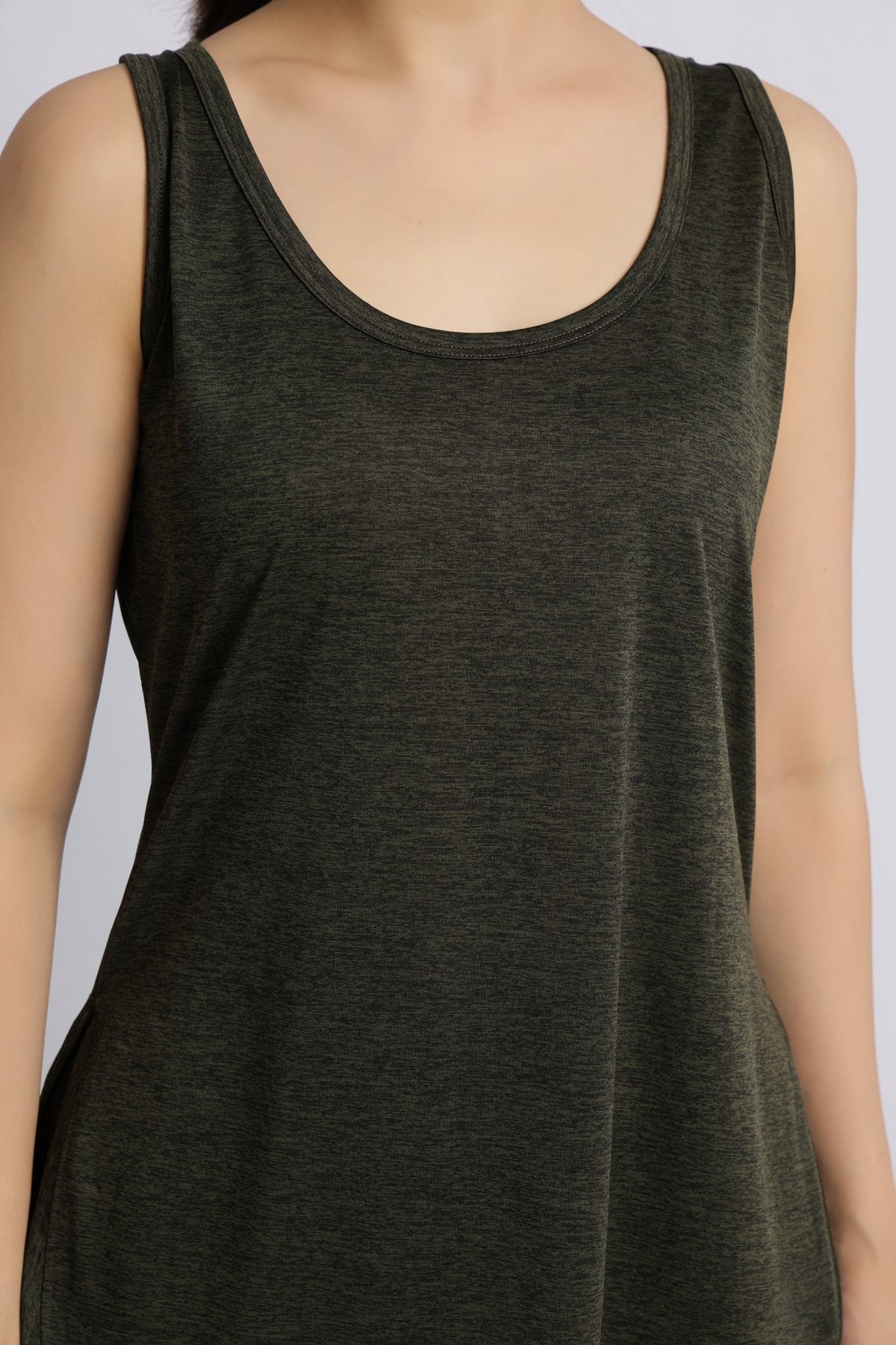 Olive melange active longline vest -Active longline vest