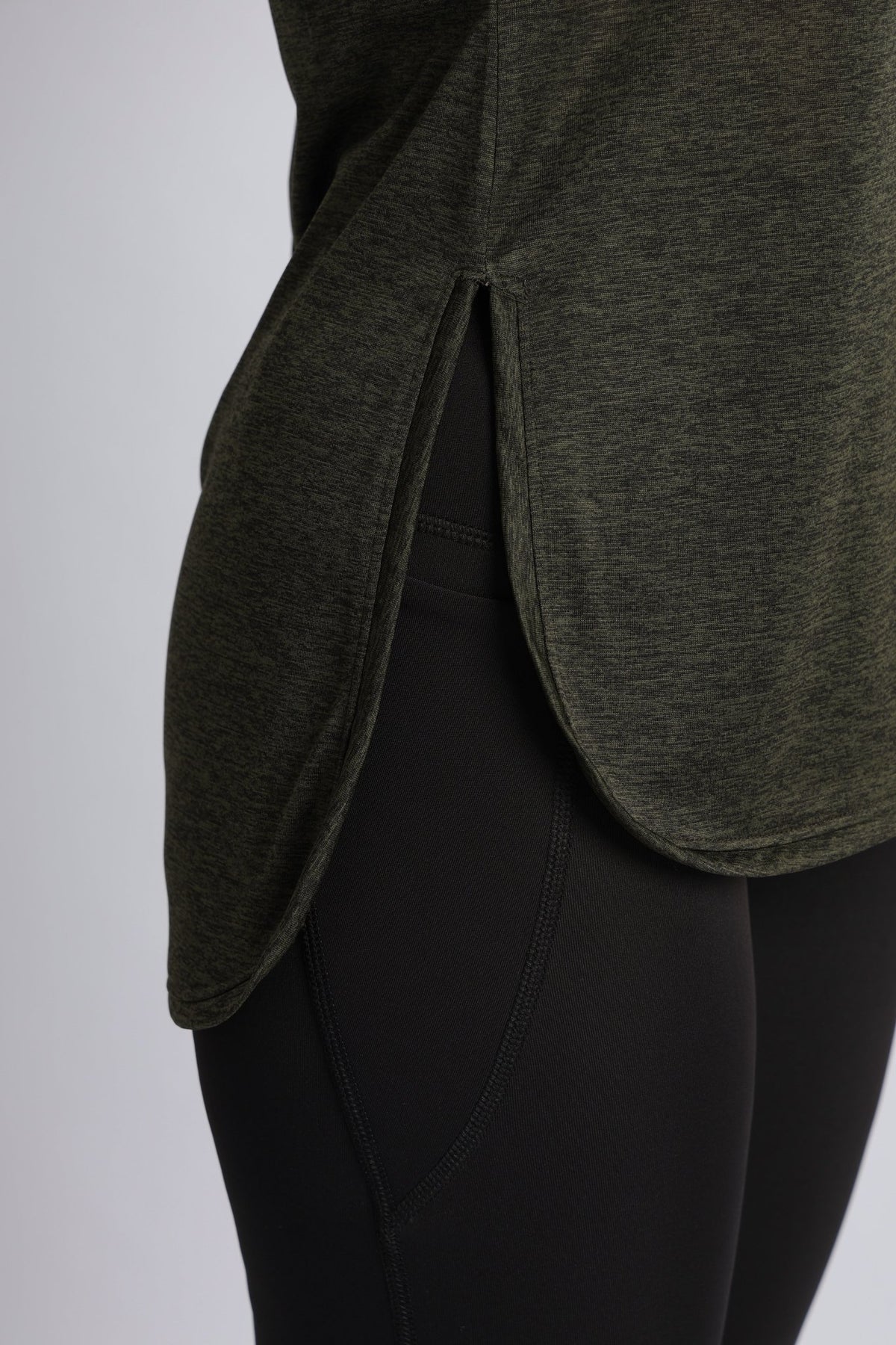 Olive melange active longline vest -Active longline vest