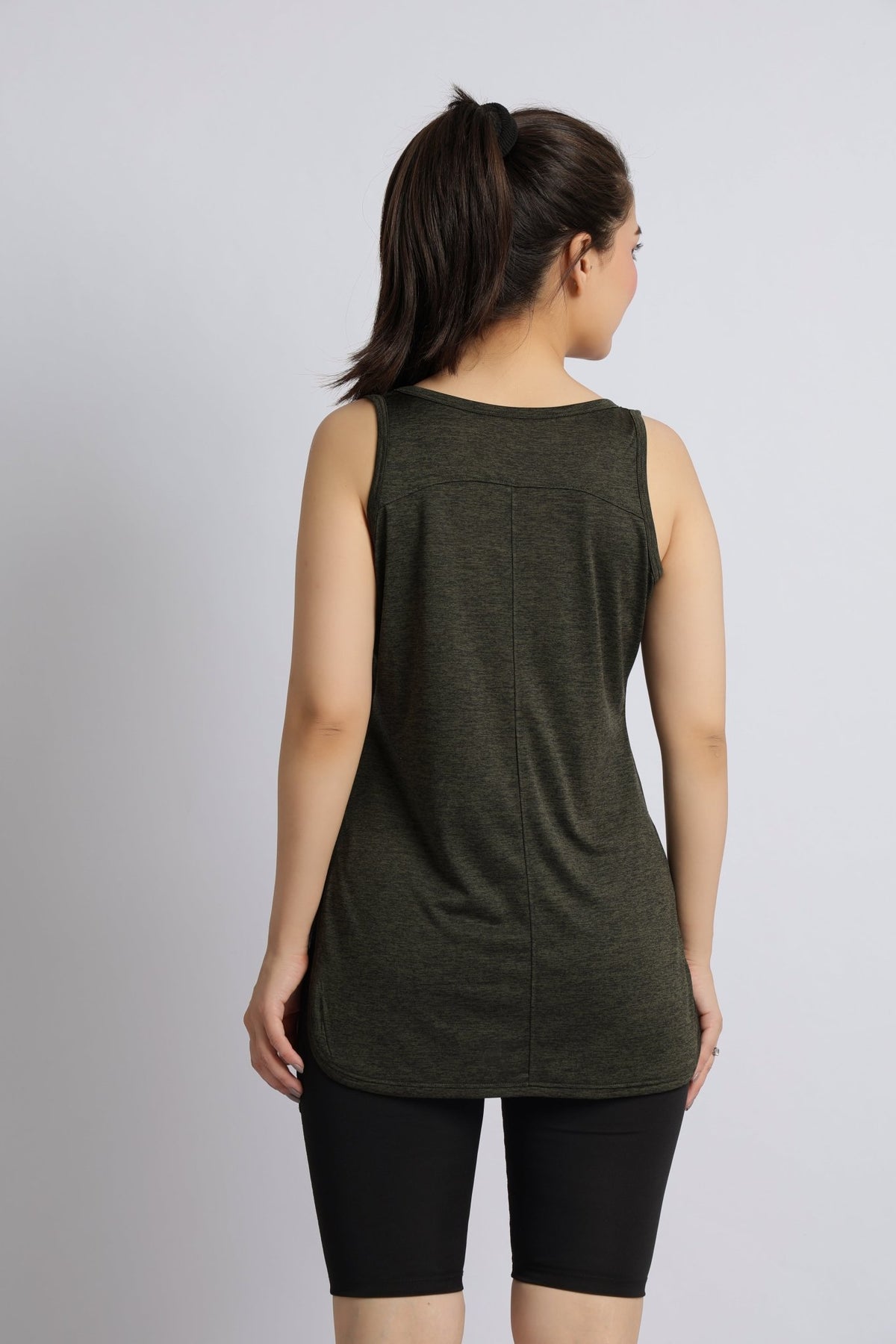 Olive melange active longline vest -Active longline vest