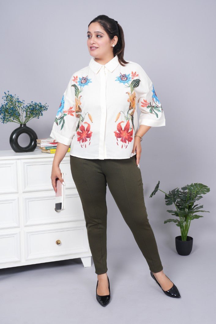 Olive stretchable biowash USA HQ cotton premium jegging pant with pockets & superior elastic belt. - Milano jegging pants with pcoket
