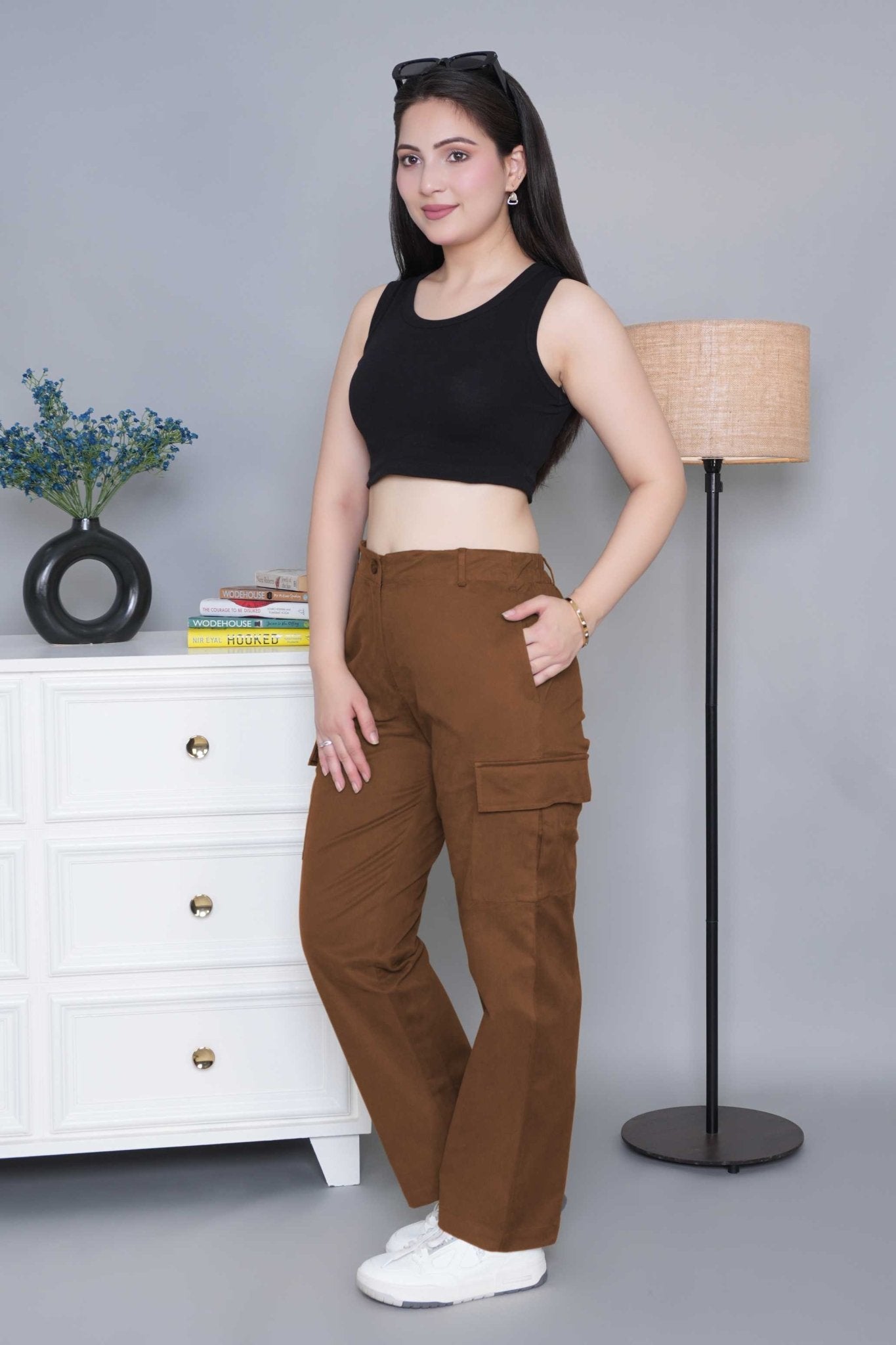 Olive stretchable biowash USA HQ cotton travel cargo pant with superior elastic belt. - Travel Cargo Pants