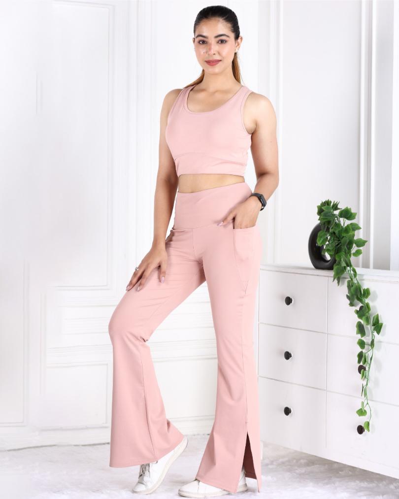 Peach Active Flare with Slit Pants - Active flare with slit pants
