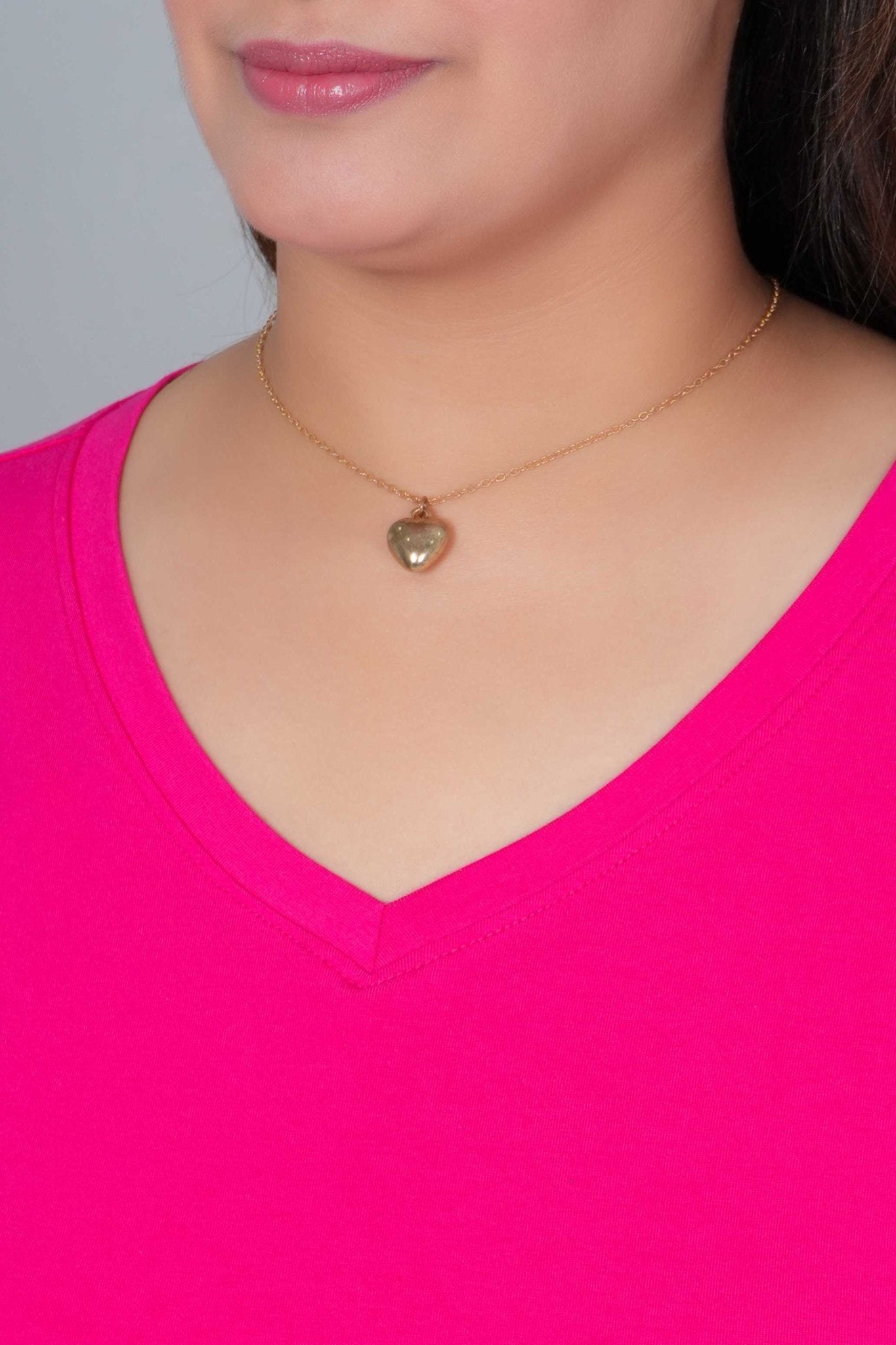 Pink V - neck cotton 3/4 sleeve t-shirt - Full sleeve v neck cotton t shirt