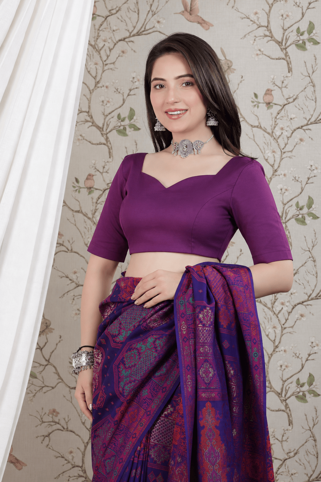 Plum sweetheart neck cotton blouse made from premium cotton -Blouse