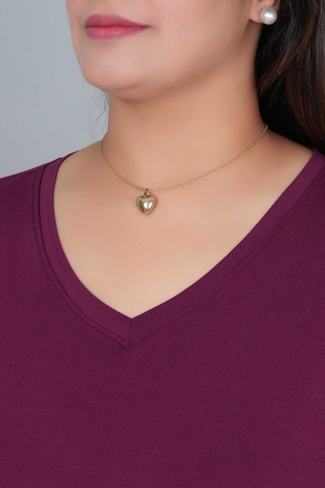 Plum V - neck cotton 3/4 sleeve t-shirt - Full sleeve v neck cotton t shirt