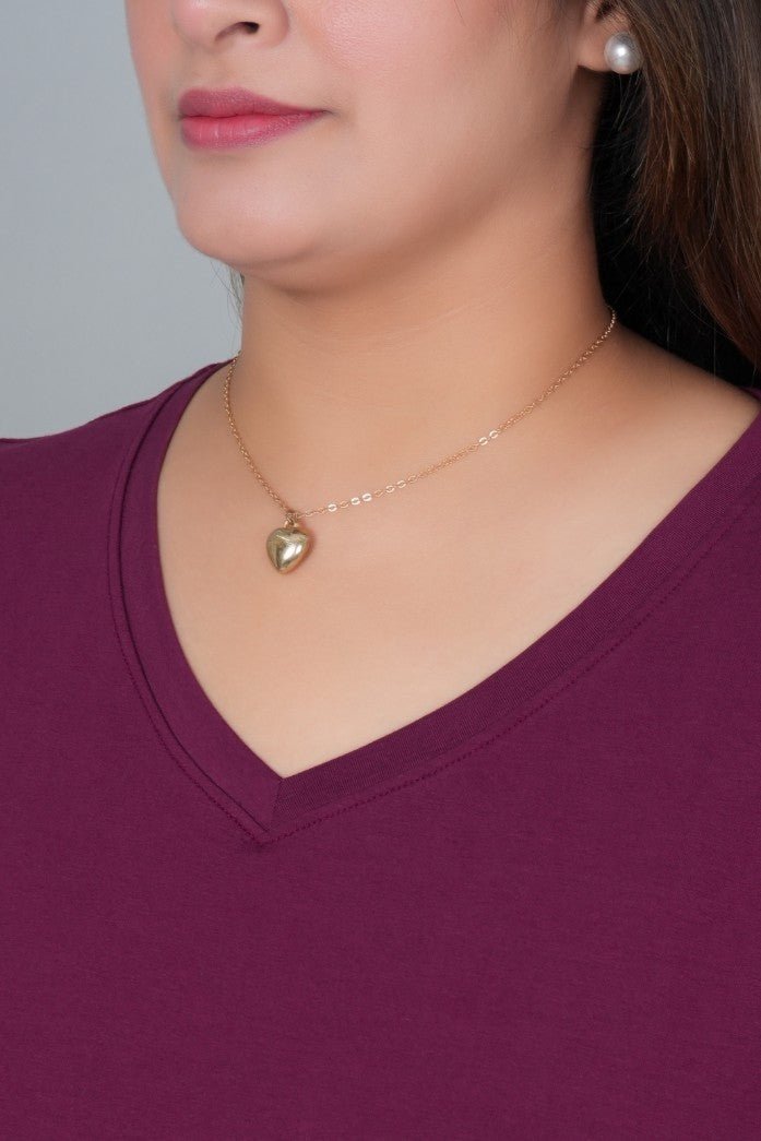 Plum V - neck half - sleeve cotton lycra t-shirt - Cotton half sleeve v neck t-shirt