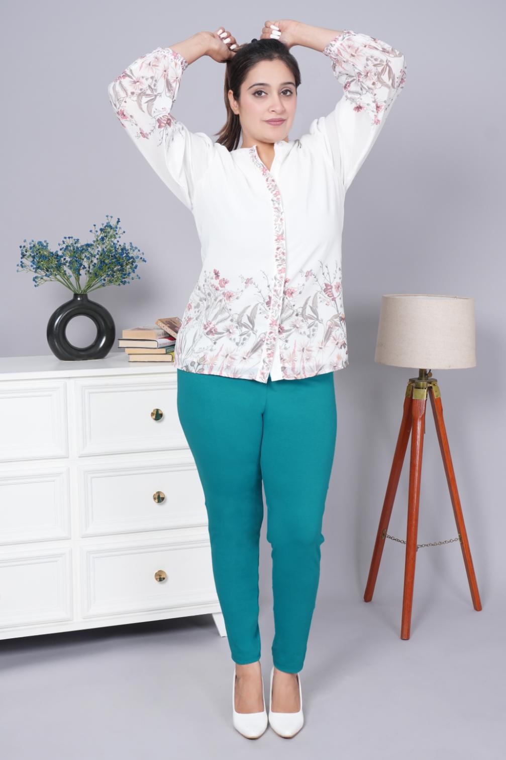 Ramar green cotton lycra legging - Cotton legging