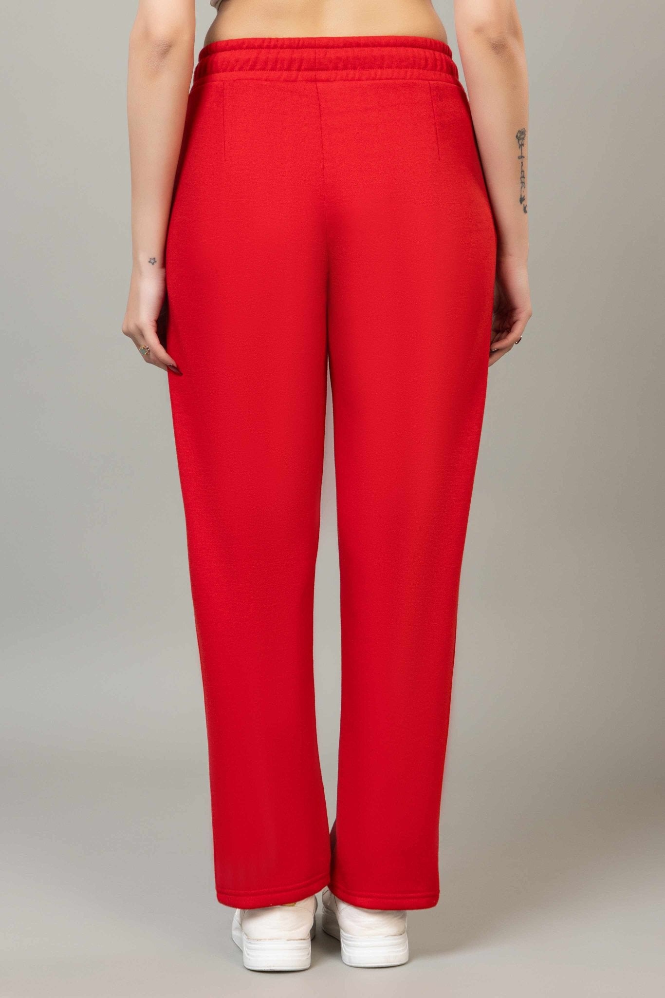 Red winter warm straight fit pants - Winter straight pant