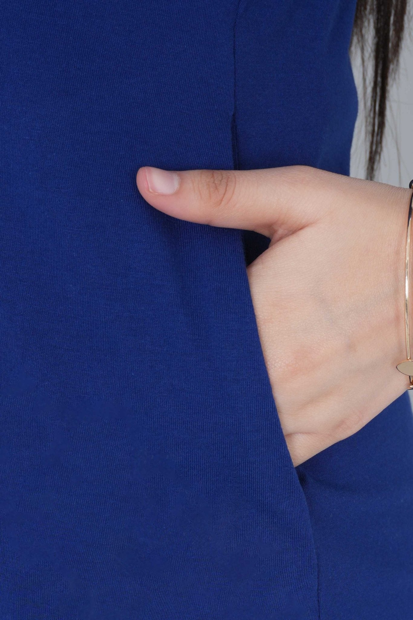 Royal Blue cotton kurti tshirt with pockets - Kurti tshirt