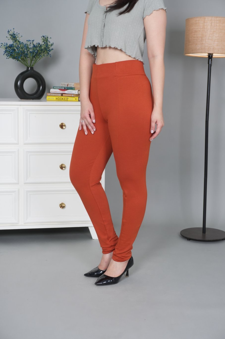 Rust stretchable biowash USA HQ cotton jegging pant with superior elastic belt. - Milano jegging pants