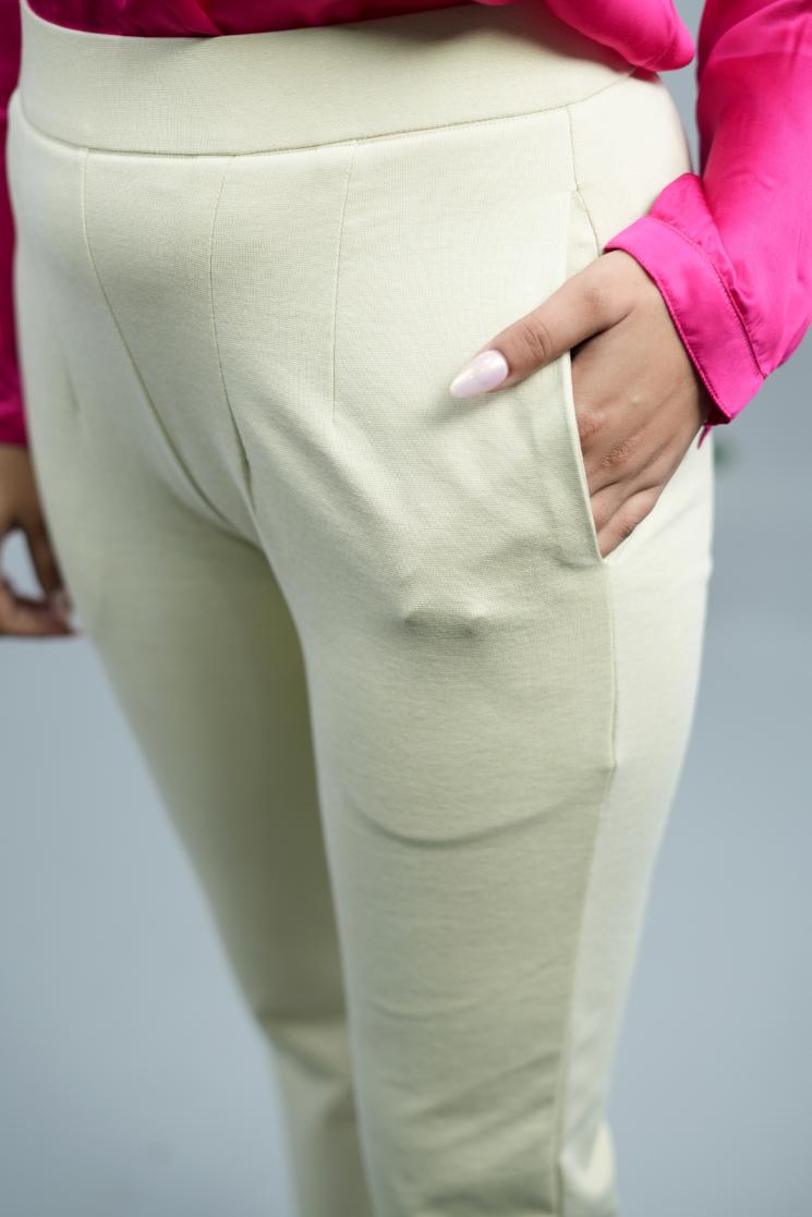 Sand stretchable biowash cotton bootcut flare pants with superior elastic belt. - Milano bootcut flare pants