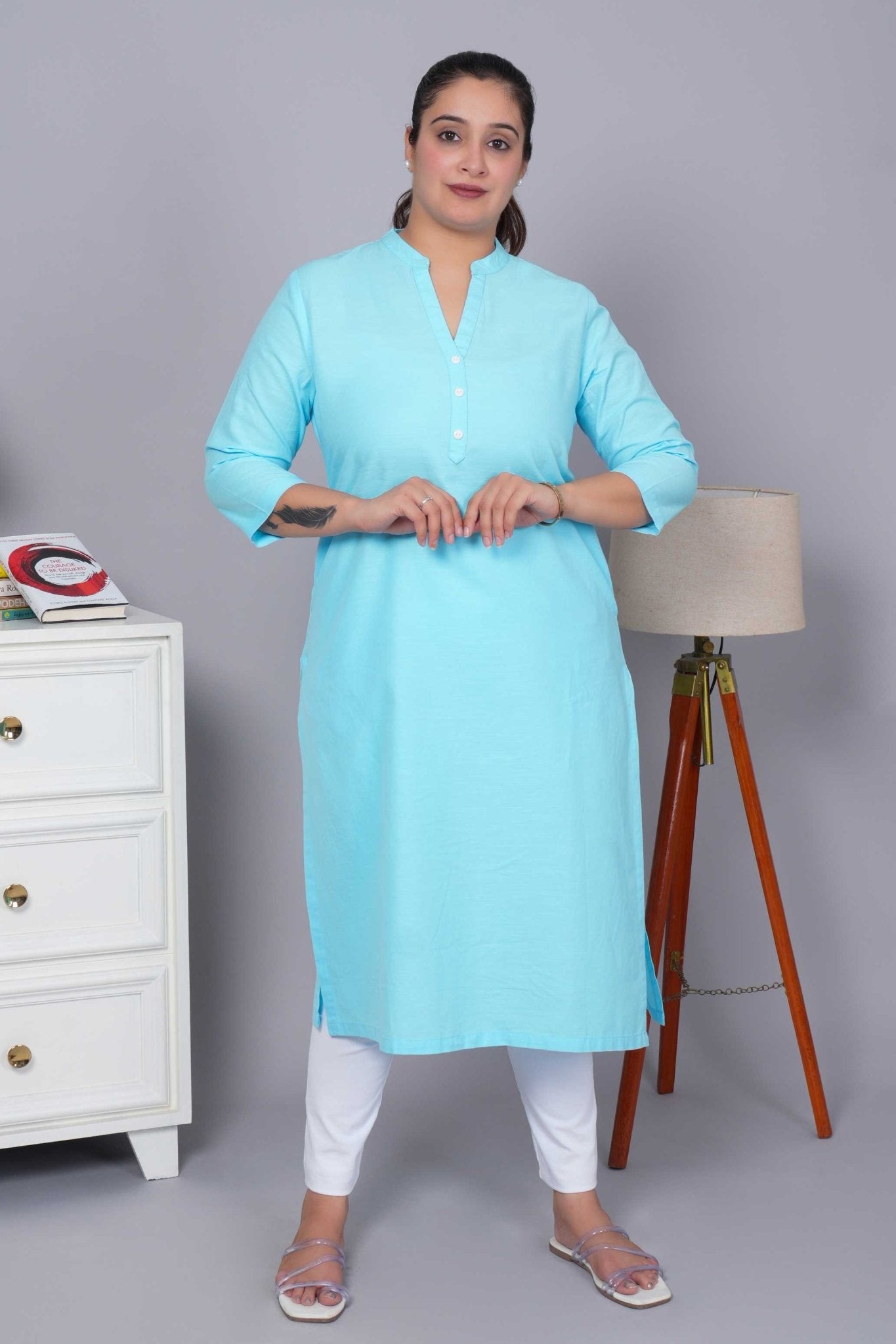 Sky 100% Premium Cotton Long Kurta - Long kurta