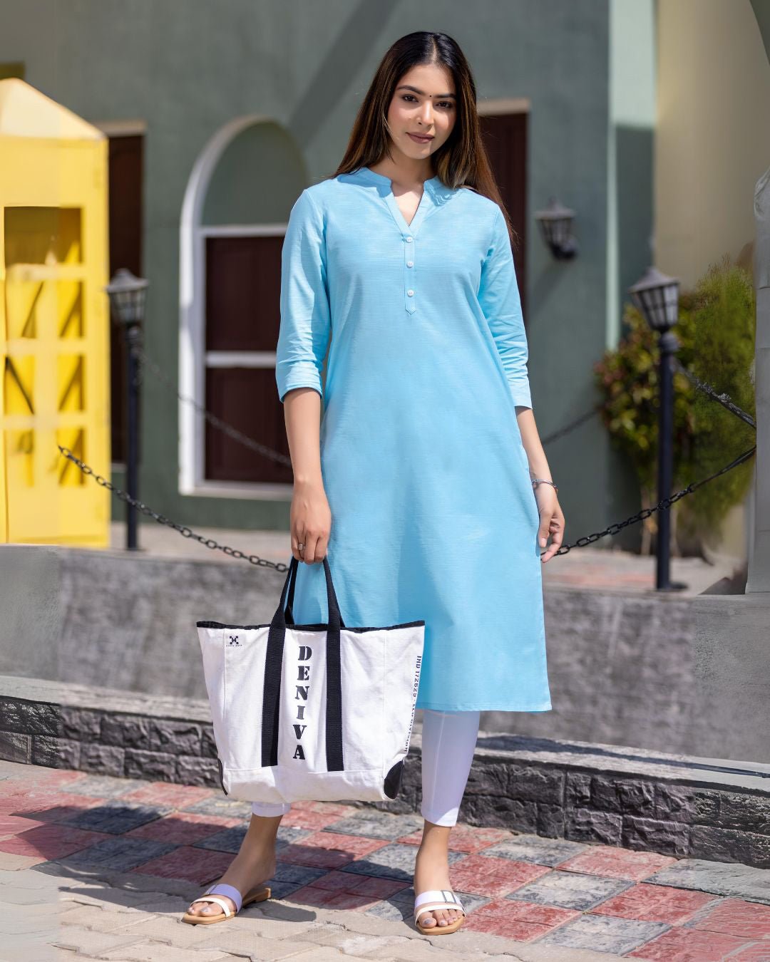 Sky 100% Premium Cotton Long Kurta - Long kurta