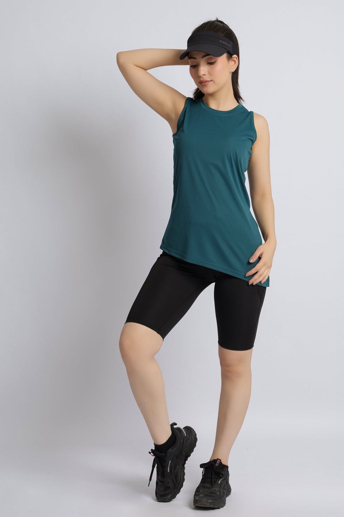 Teal active drape flow vest -Active drape flow vest