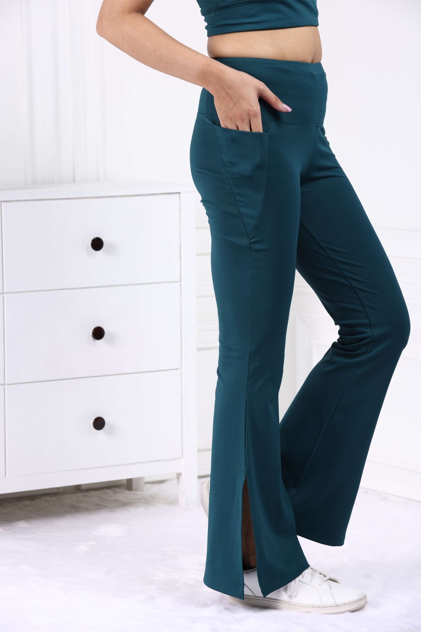 Teal Active Flare with Slit Pants - Active flare with slit pants