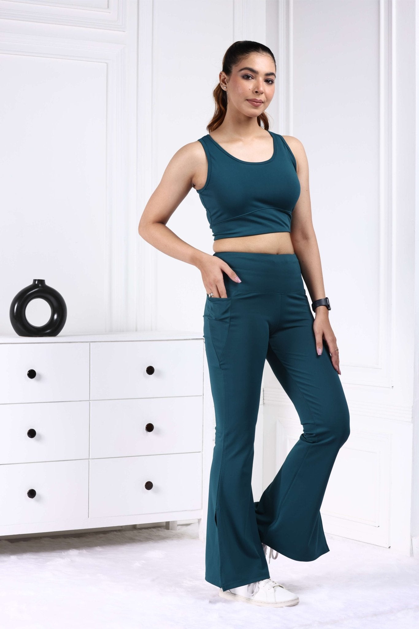 Teal Active Flare with Slit Pants - Active flare with slit pants