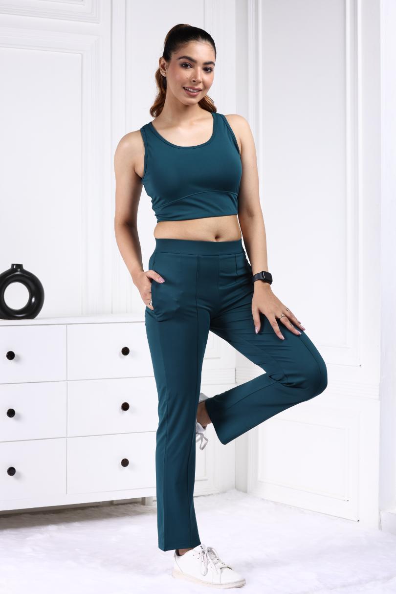 Teal Active Yoga Pant Straight fit - Active cigarette pencil pants