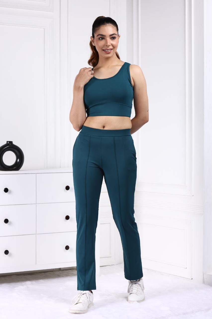 Teal Active Yoga Pant Straight fit - Active cigarette pencil pants