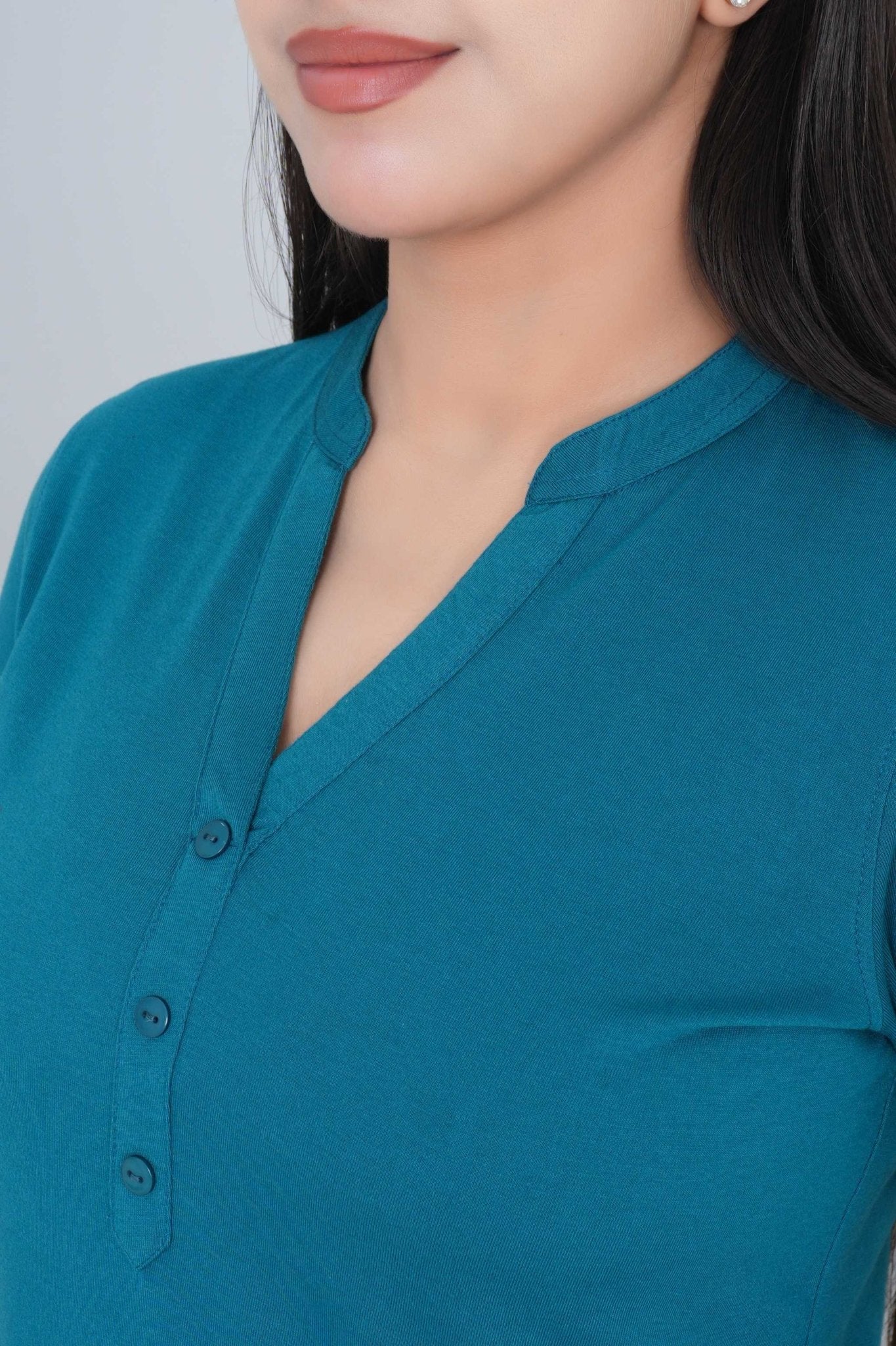 Teal cotton kurti tshirt with pockets (Copy) - Kurti tshirt