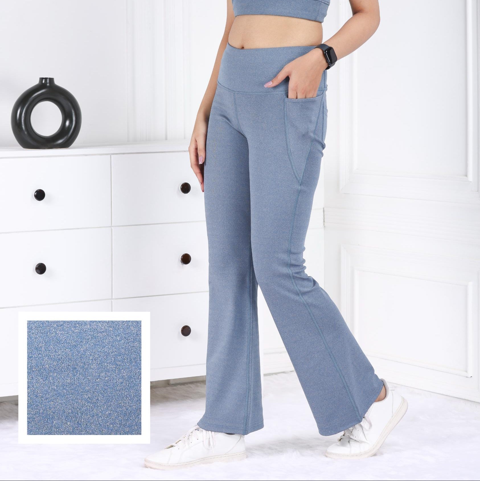 Teal Melange Active Flare Pants - Active melange flare pants