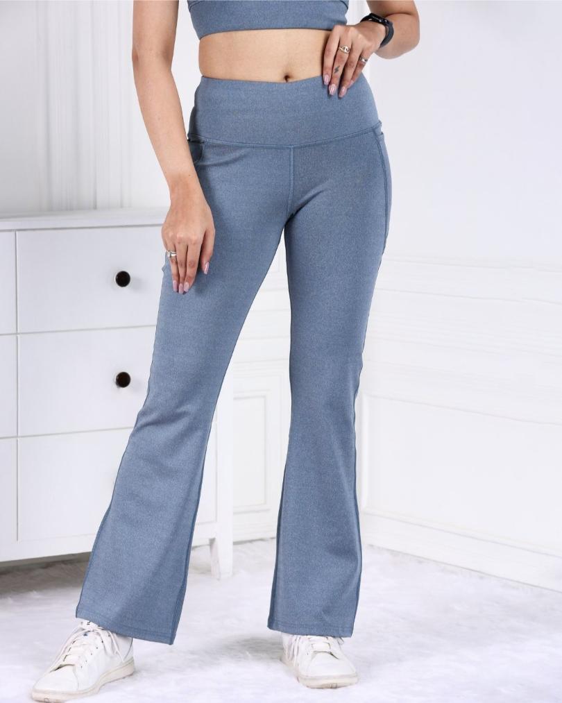 Teal Melange Active Flare Pants - Active melange flare pants