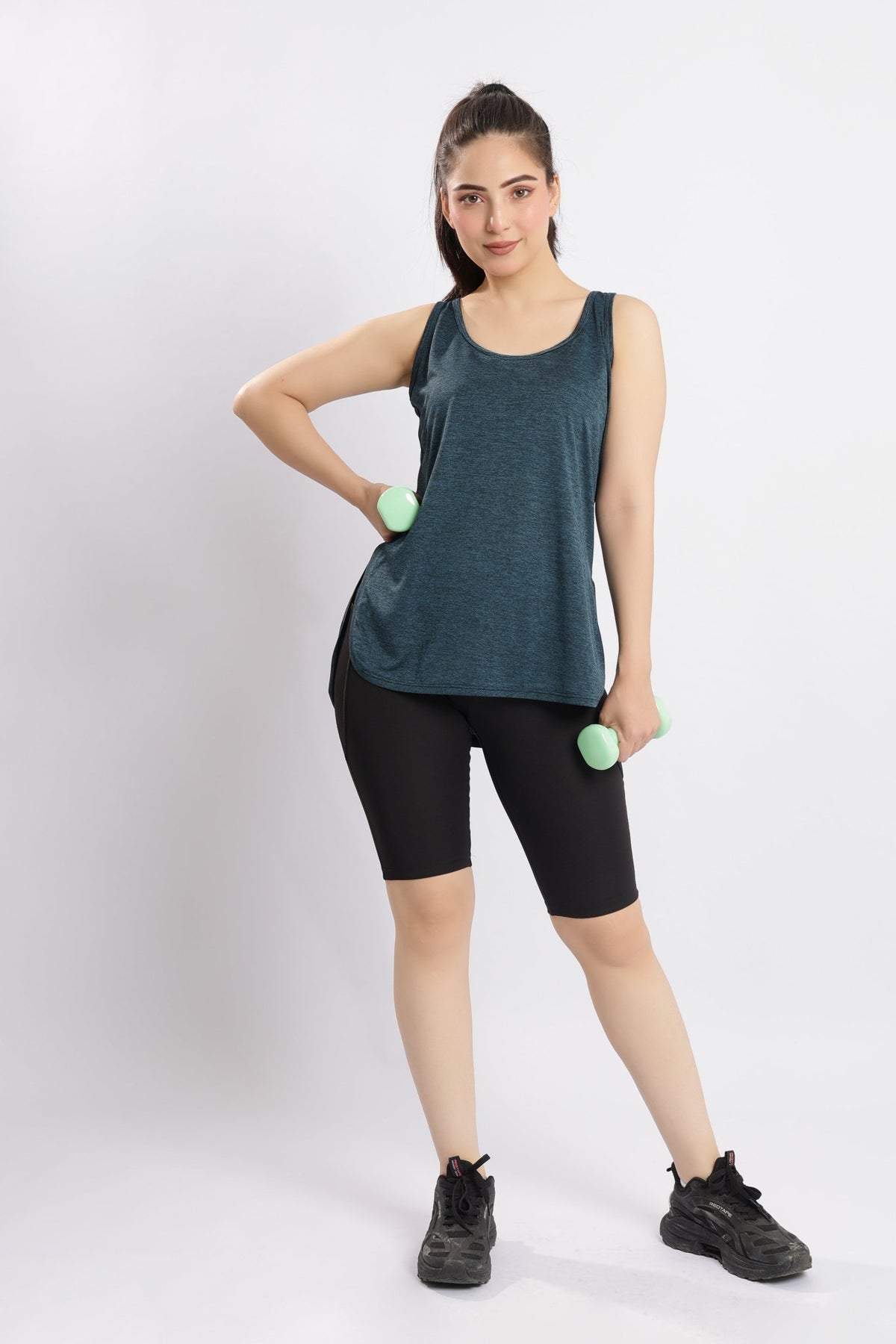 Teal melange active longline vest -Active longline vest