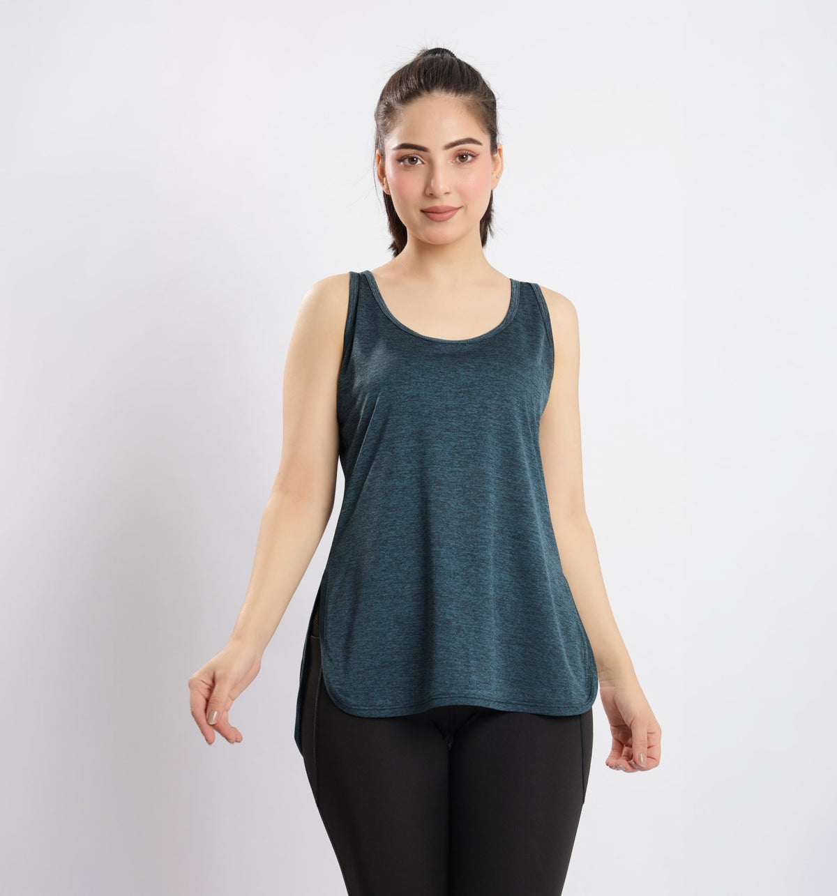 Teal melange active longline vest -Active longline vest