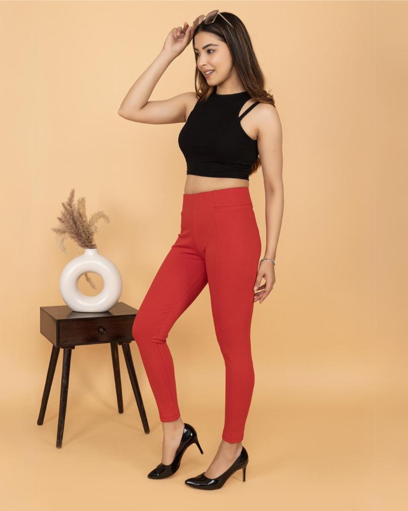 Tomato red Jeggings -Milano jegging pants