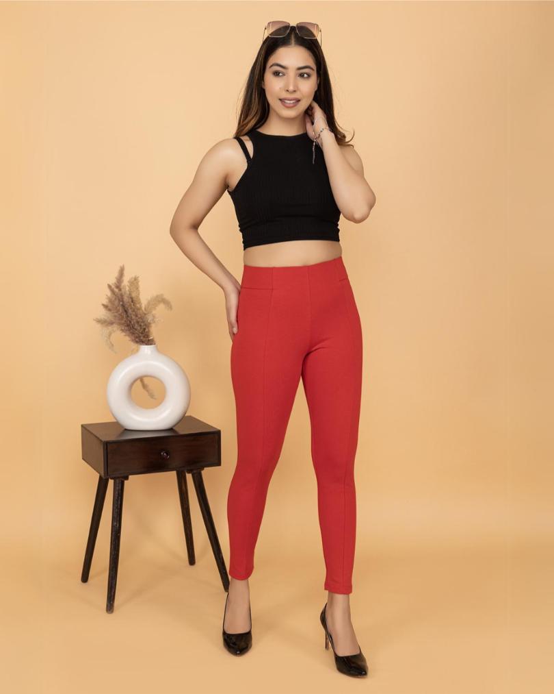 Tomato red Jeggings -Milano jegging pants