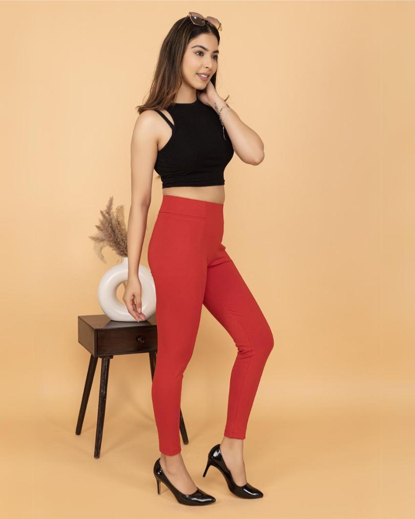 Tomato red Jeggings -Milano jegging pants