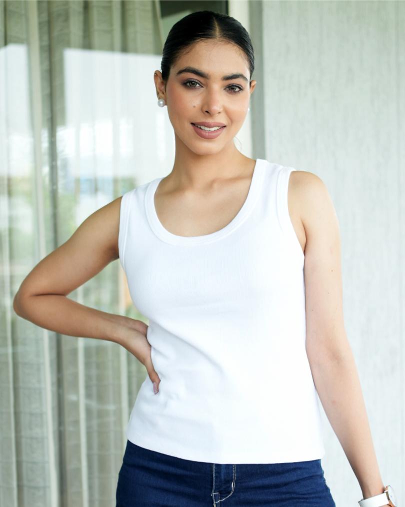 Rib strap top - Star White