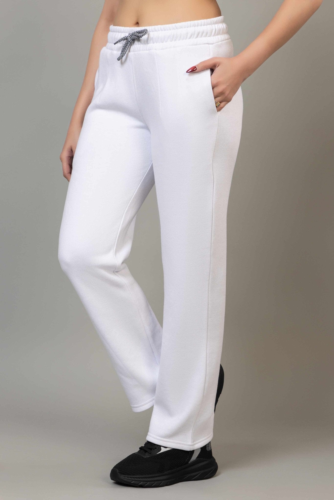 White winter warm straight fit pants - Winter straight pant