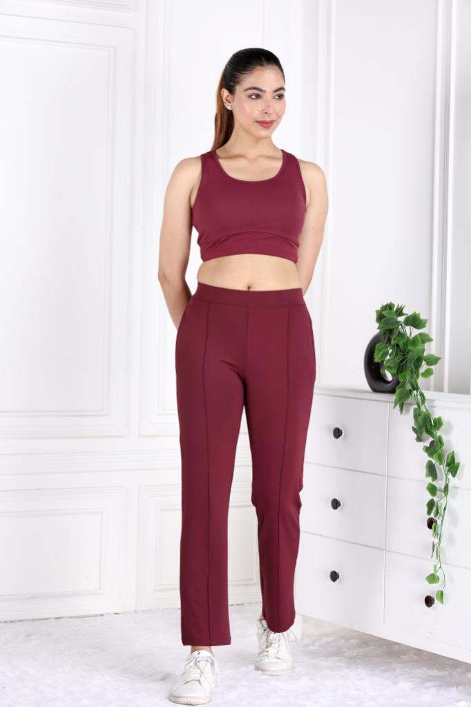 Wine Active Yoga Pant Straight fit - Active cigarette pencil pants