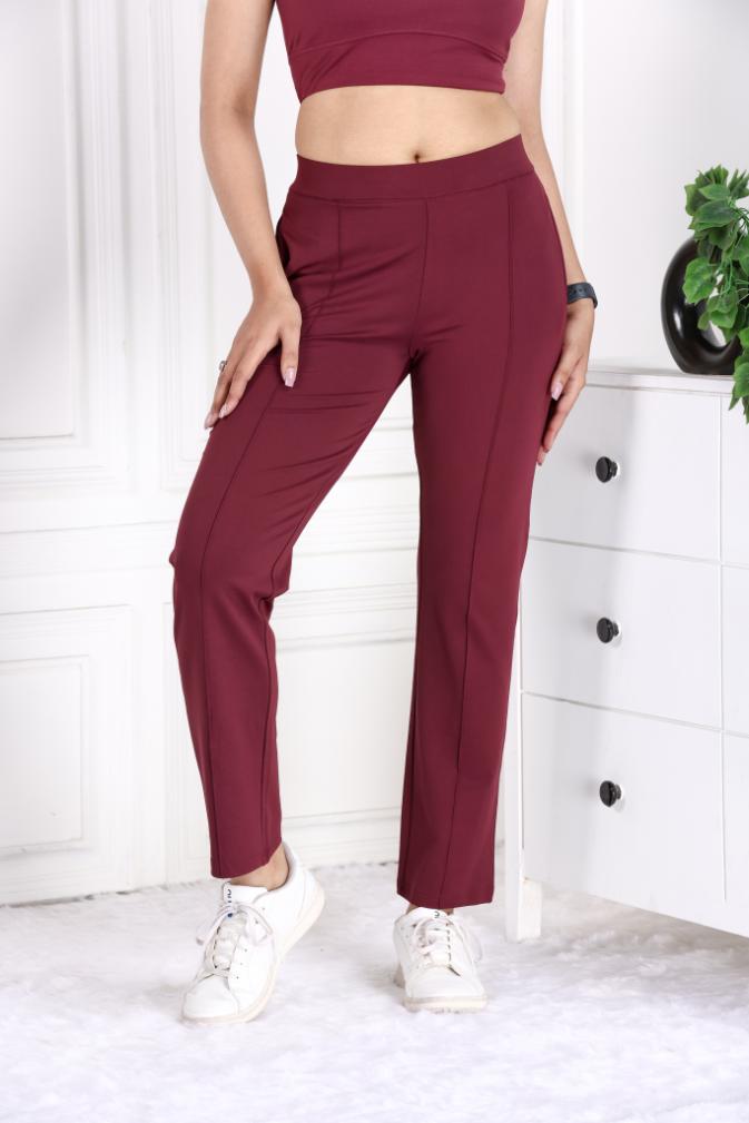 Wine Active Yoga Pant Straight fit - Active cigarette pencil pants
