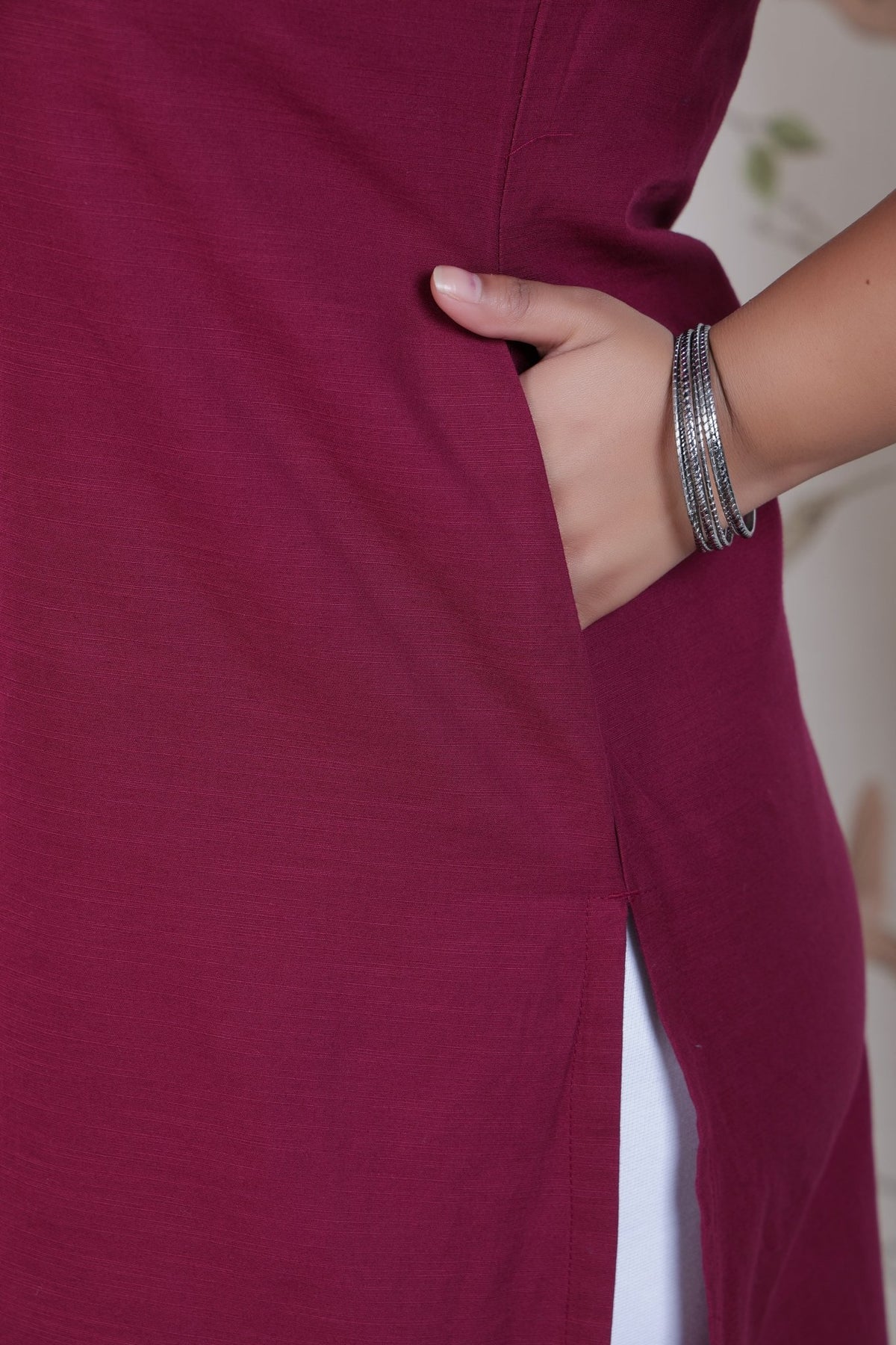 Wine Linen Long kurta -Long kurta