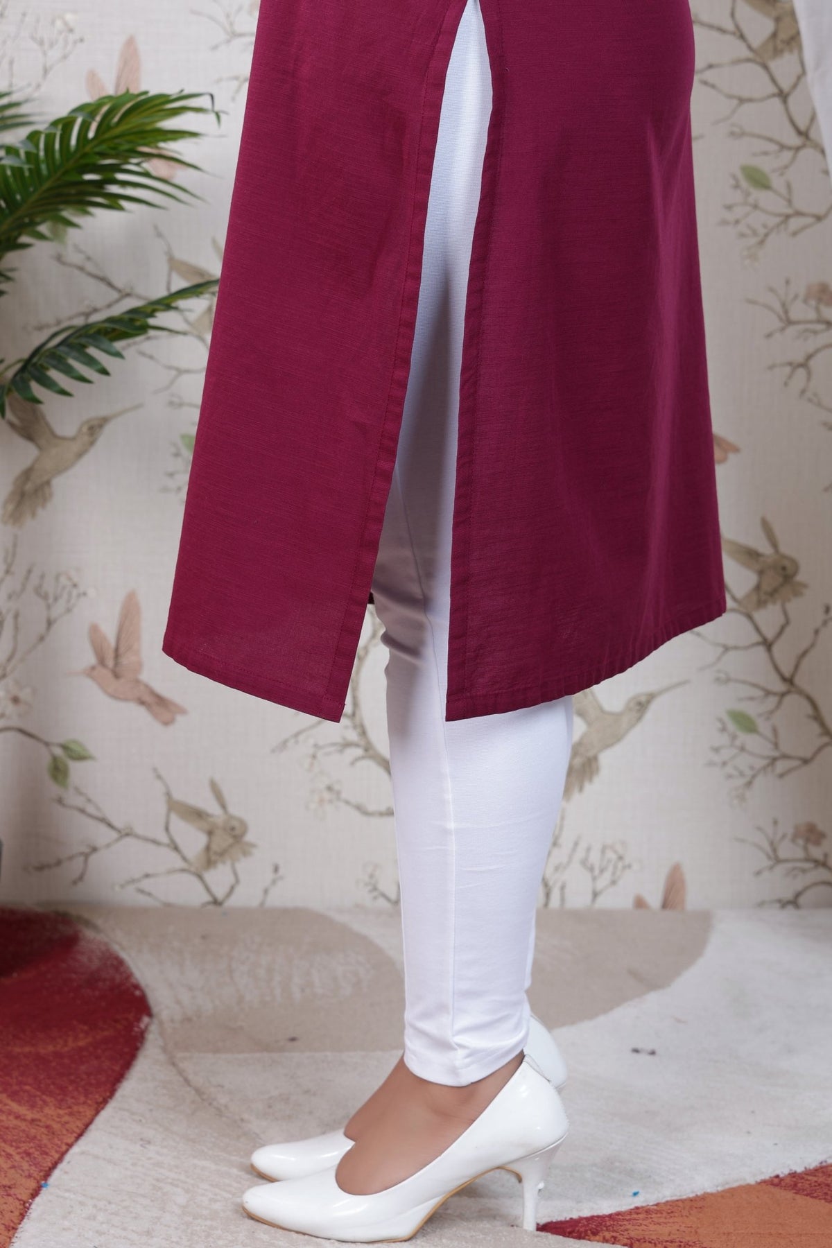 Wine Linen Long kurta -Long kurta