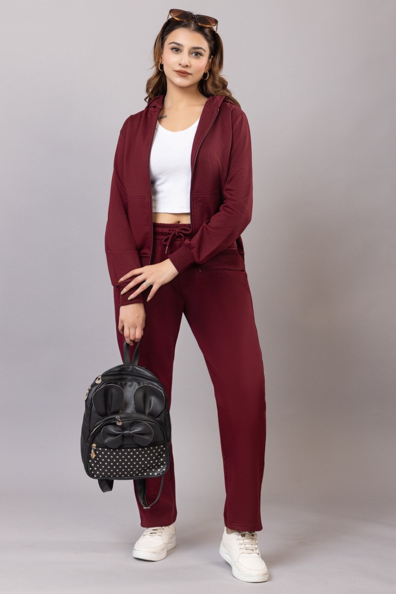 Wine winter warm straight fit pants - Winter straight pant