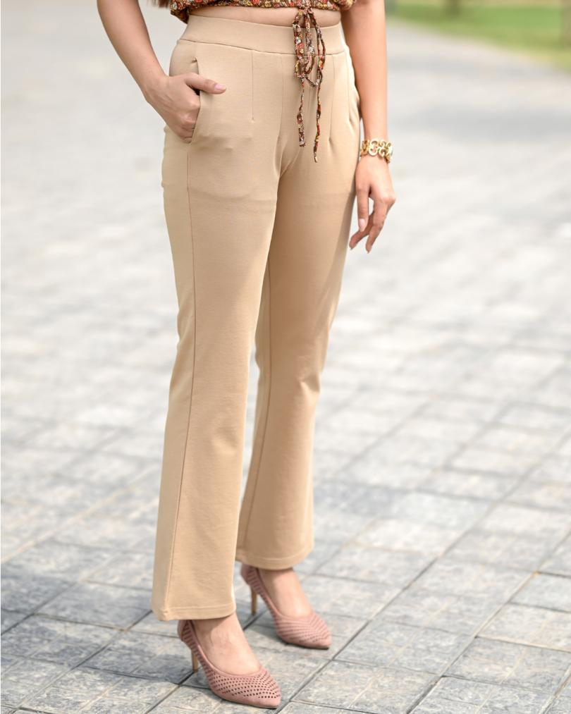 Beige Bootcut Flare Pants -Milano bootcut flare pants