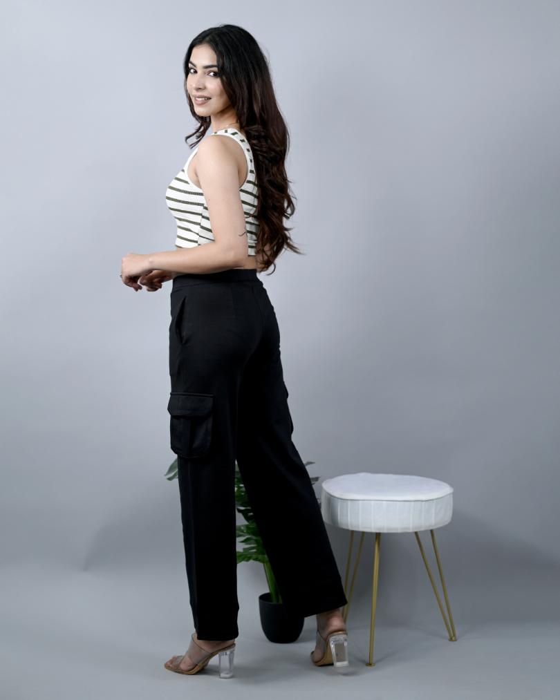 Black cargo pants for women
